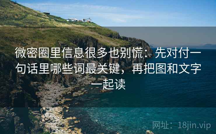 微密圈里信息很多也别慌：先对付一句话里哪些词最关键，再把图和文字一起读